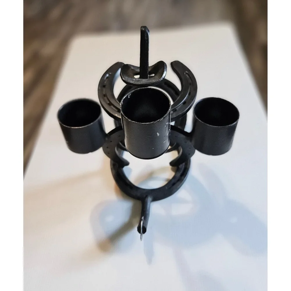 Rustic Horseshoe Metal Candle Holder‎ Texas Star Western Farmhouse Decor Black